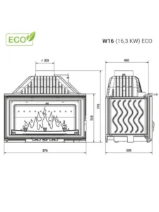 Wbudowana wkładka drewniana W16 ECO 16,3 kW Wysoka sprawność 80,4 % - obrazek 2